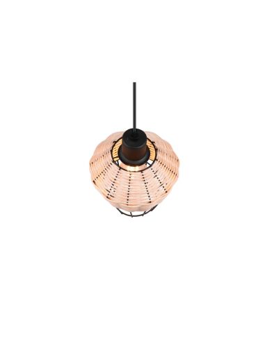 Lámpara de techo LED BORKA pequeña rattan natural detalle pantalla