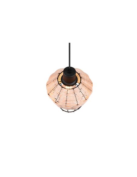 Lámpara de techo LED BORKA pequeña rattan natural detalle pantalla