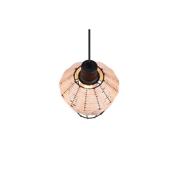 Lámpara de techo LED BORKA pequeña rattan natural detalle pantalla