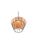 Lámpara de techo LED BORKA grande altura ajustable rattan pantalla detalle luz encendida
