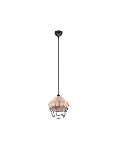 Lámpara de techo LED BORKA grande altura ajustable rattan luz apagada