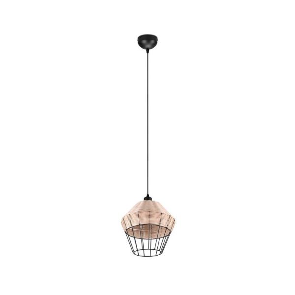 Lámpara de techo LED BORKA grande altura ajustable rattan luz apagada