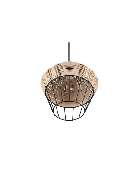 Lámpara de techo LED BORKA grande altura ajustable rattan detalle pantalla