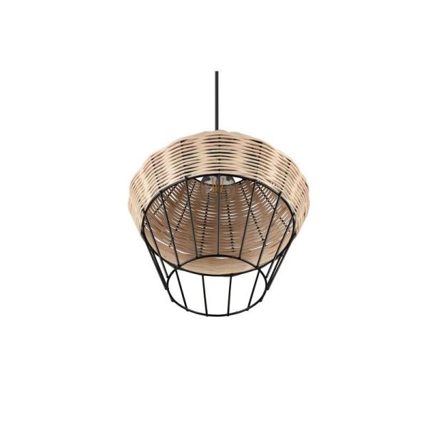 Lámpara de techo LED BORKA grande altura ajustable rattan detalle pantalla
