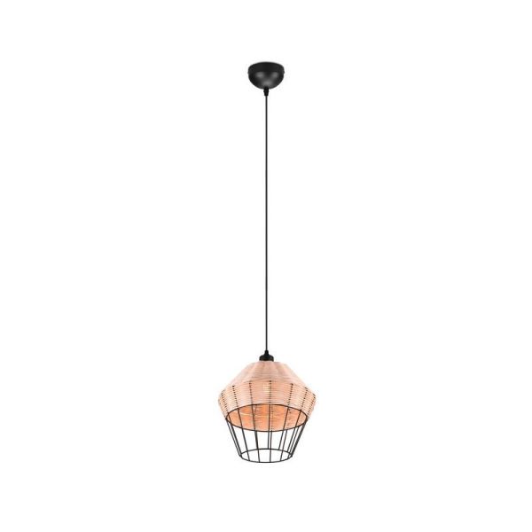 Lámpara de techo LED BORKA grande altura ajustable rattan | LeonLeds