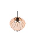 Lámpara de techo LED BORKA grande altura ajustable rattan detalle pantalla vista desde arriba