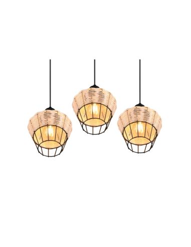 Lámpara de techo LED BORKA 3 luces, altura ajustable 150 cm