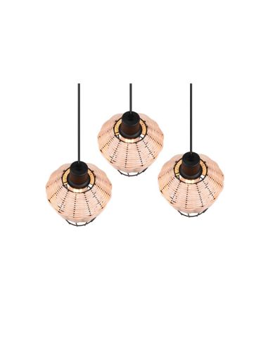 Lámpara de techo LED BORKA 3 luces, altura ajustable detalle tulipa luz apagada