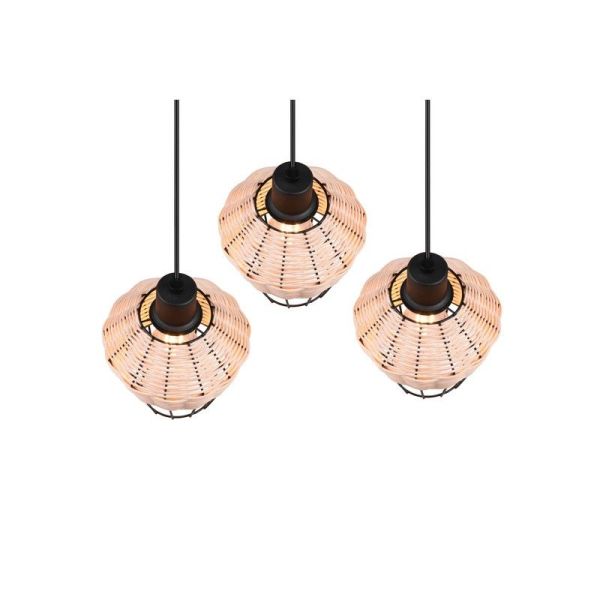 Lámpara de techo LED BORKA 3 luces, altura ajustable detalle tulipa luz apagada