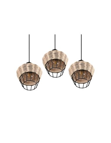 Lámpara de techo LED BORKA 3 luces, altura ajustable detalle tulipa bombilla E27 no incluida
