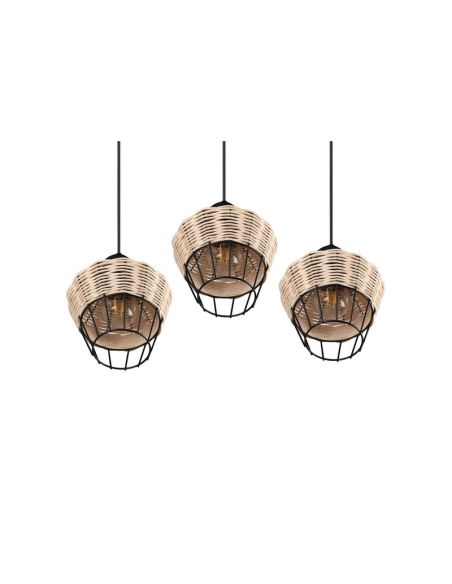 Lámpara de techo LED BORKA 3 luces, altura ajustable detalle tulipa bombilla E27 no incluida