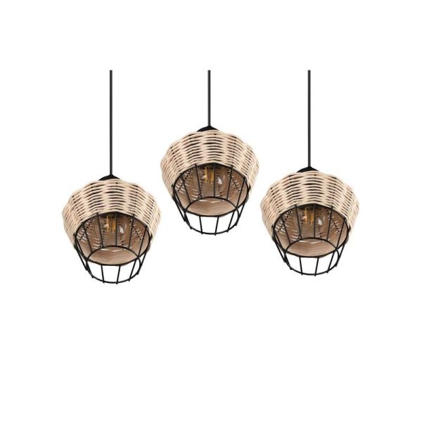 Lámpara de techo LED BORKA 3 luces, altura ajustable detalle tulipa bombilla E27 no incluida