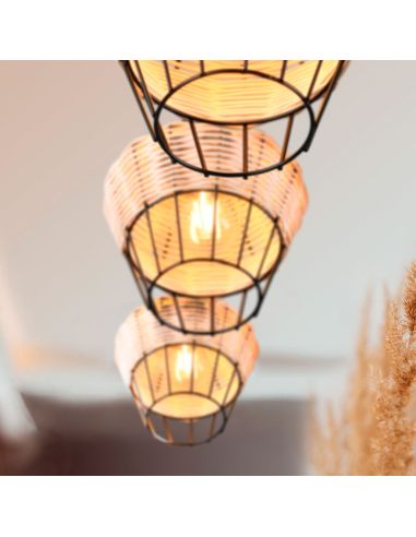 Plafonnier LED BORKA 3 lumières, détail abat-jour réglable en hauteur