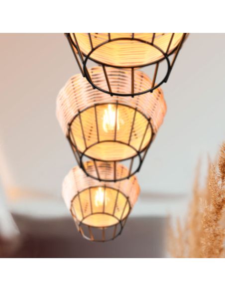 Candeeiro de teto LED BORKA 3 luzes, detalhe de abajur ajustável em altura