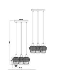 Lámpara de techo LED BORKA 3 luces, altura ajustable medidas producto y detalles técnicos