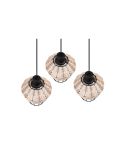 Lámpara de techo LED BORKA 3 luces, altura ajustable tulipas rattan natural