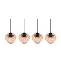 Lámpara de techo LED BORKA 4 luces, altura ajustable detalle pantalla rattan natural