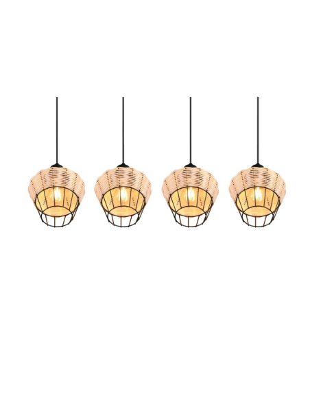 Lámpara de techo LED BORKA 4 luces, altura ajustable detalle bombilla E27 no incluida