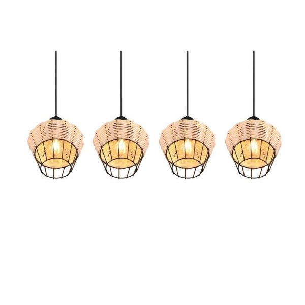 Plafonnier LED BORKA 4 lumières, détail hauteur réglable Ampoule E27 non incluse