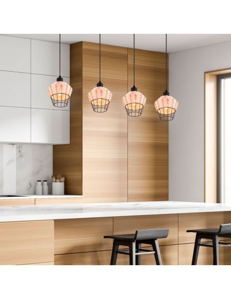 Lámpara de techo LED BORKA 4 luces, altura ajustable imagen ambiente