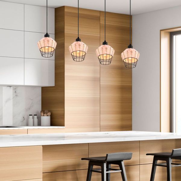 Lámpara de techo LED BORKA 4 luces, altura ajustable imagen ambiente