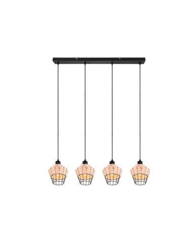 Lámpara de techo LED BORKA 4 luces, altura ajustable luz encendida