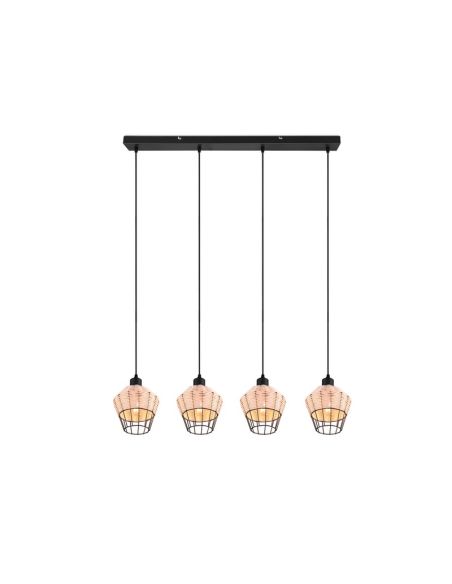 Lámpara de techo LED BORKA 4 luces, altura ajustable luz encendida