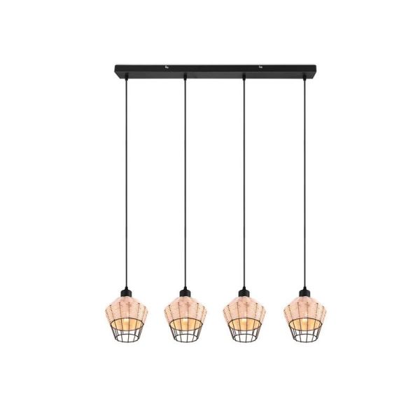 Lámpara de techo LED BORKA 4 luces, altura ajustable luz encendida