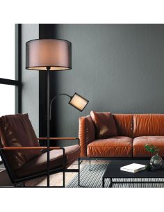 Lámpara de pie LED BURTON, 2 luces , tela y organza | LeonLeds 2