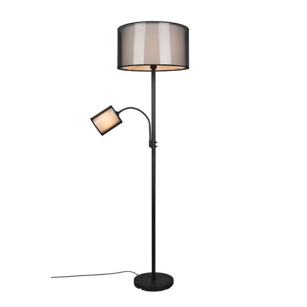 Lámpara de pie LED BURTON, 2 luces , tela y organza | LeonLeds