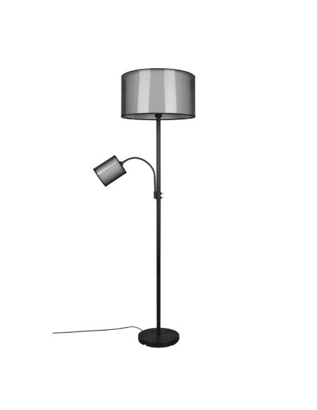 Candeeiro de pé LED BURTON, 2 luzes, detalhe de luz apagada em tecido e organza