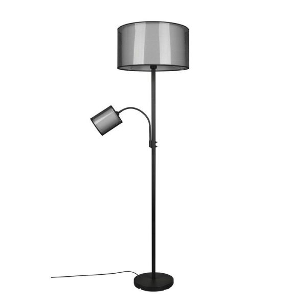 Lámpara de pie LED BURTON, 2 luces , tela y organza detalle luz apagada