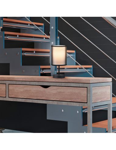 Lampe de table BURTON LED, tissu et organza IP20 sur table