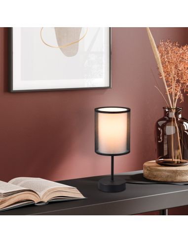 Lámpara de sobremesa LED BURTON, tela y organza IP20 foto de ambiente