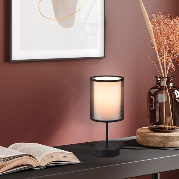 Lámpara de sobremesa LED BURTON, tela y organza IP20 foto de ambiente