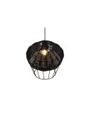 BORKA Candeeiro de teto LED grande altura ajustável abajur com detalhes em rattan preto
