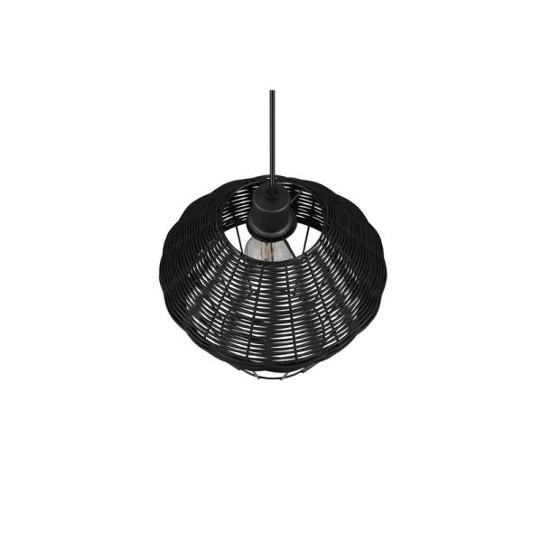 BORKA Candeeiro de teto LED grande altura ajustável abajur com detalhes em rattan preto