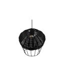 Lámpara de techo LED BORKA grande altura ajustable rattan negro detalle pantalla luz apagada