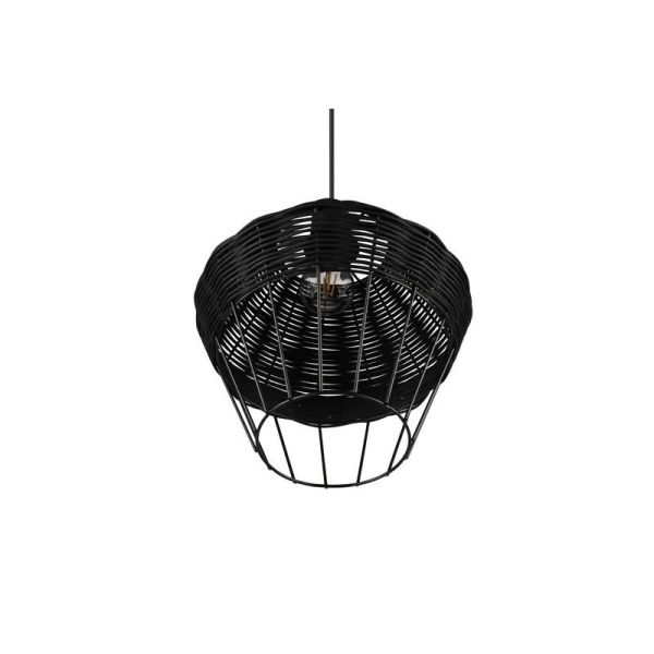 BORKA LED lâmpada do teto grande altura ajustável rattan detalhe preto abajur luz apagada