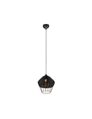 BORKA Candeeiro de teto LED grande altura ajustável rattan preto
