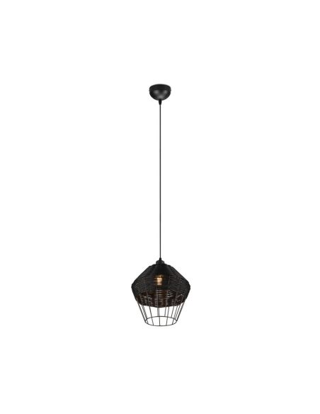 BORKA Candeeiro de teto LED grande altura ajustável rattan preto