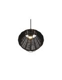 Lámpara de techo LED BORKA grande altura ajustable rattan negro detalle pantalla luz encendida