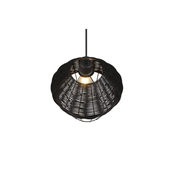BORKA LED lâmpada do teto grande altura ajustável rattan preto detalhe abajur na luz