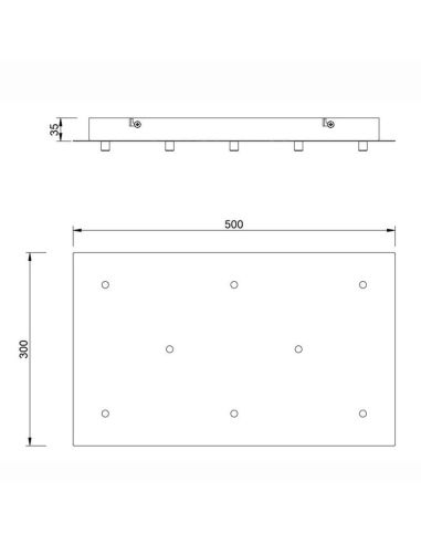Florón de techo para Lámparas colgantes Colección TONIC 8 Luces, rectangular de metal negro I.50cm -Configurable-medidas