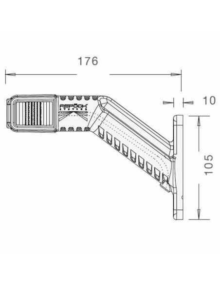Dimensiones Galibo LED con conector ASS2 Superpoint IV 12V 24V 0,6 metros de cable Aspock | LeonLeds