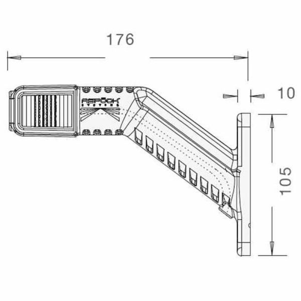 Dimensiones Galibo LED con conector ASS2 Superpoint IV 12V 24V 0,6 metros de cable Aspock | LeonLeds