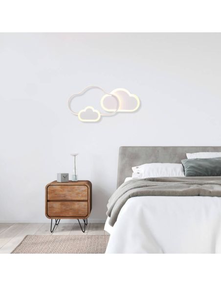 Plafón Techo LED/ Aplique Pared Cloudy con mando en un dormitorio