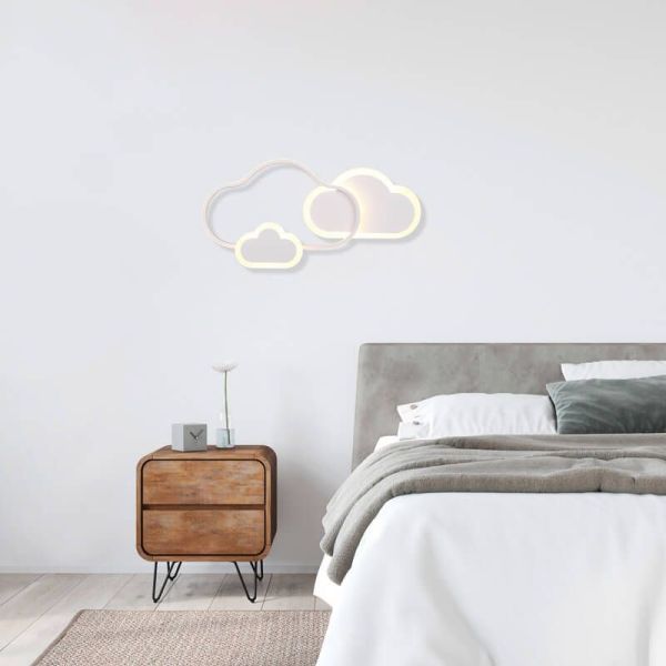 Plafón Techo LED/ Aplique Pared Cloudy con mando en un dormitorio