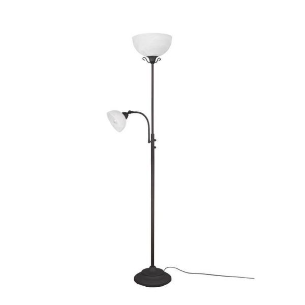 Lampadaire en métal 2 lumières abat-jour en verre COUNTRY IP20 lumière éteinte