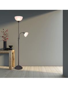 Lampadaire en métal 2 lumières abat-jour en verre COUNTRY IP20 | LéonLeds 2